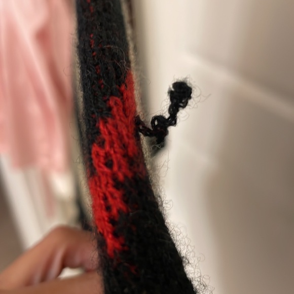 Black & Red Fringe Poncho Sweater - Picture 3 of 3